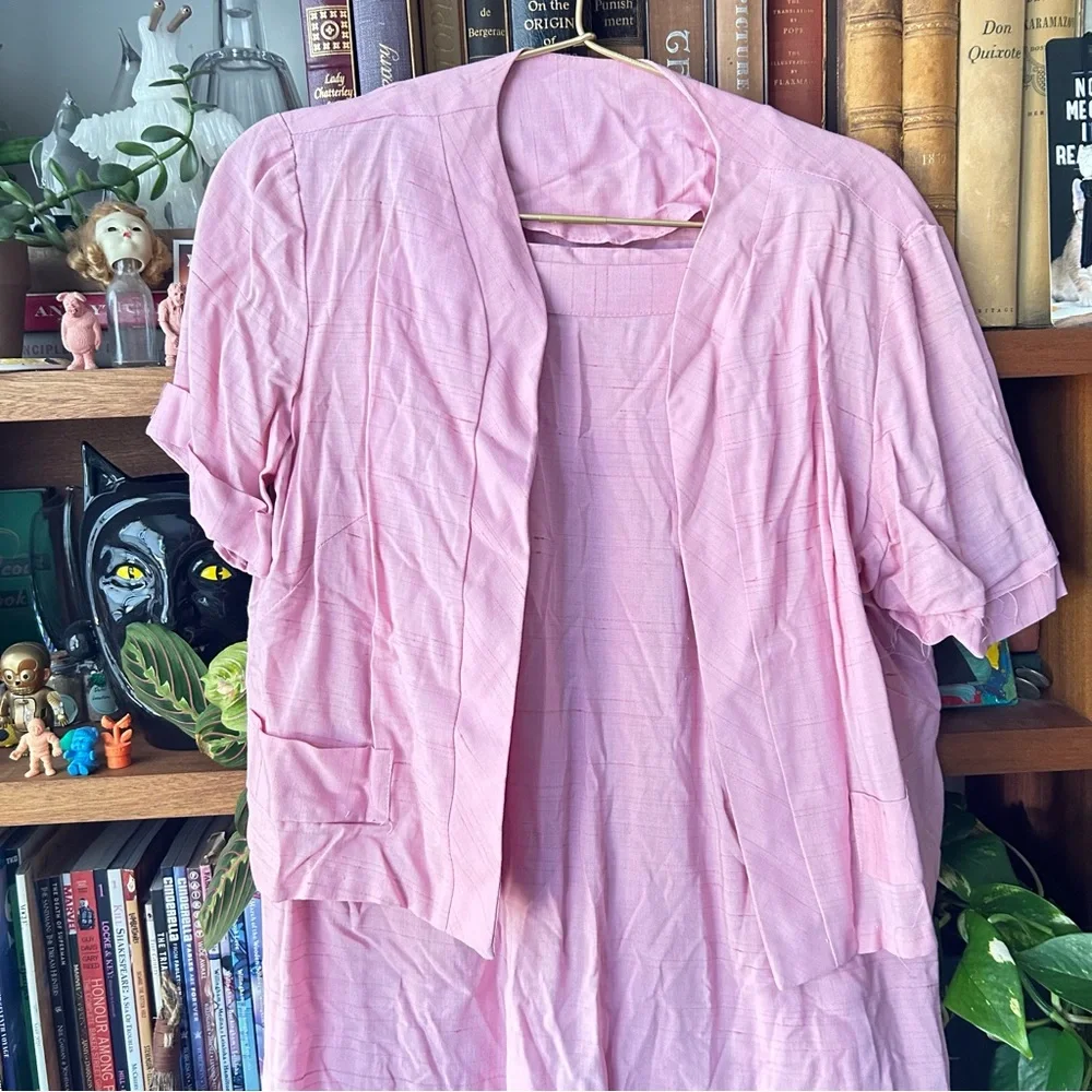 Vintage Pink Two-Piece Pencil Skirt Set